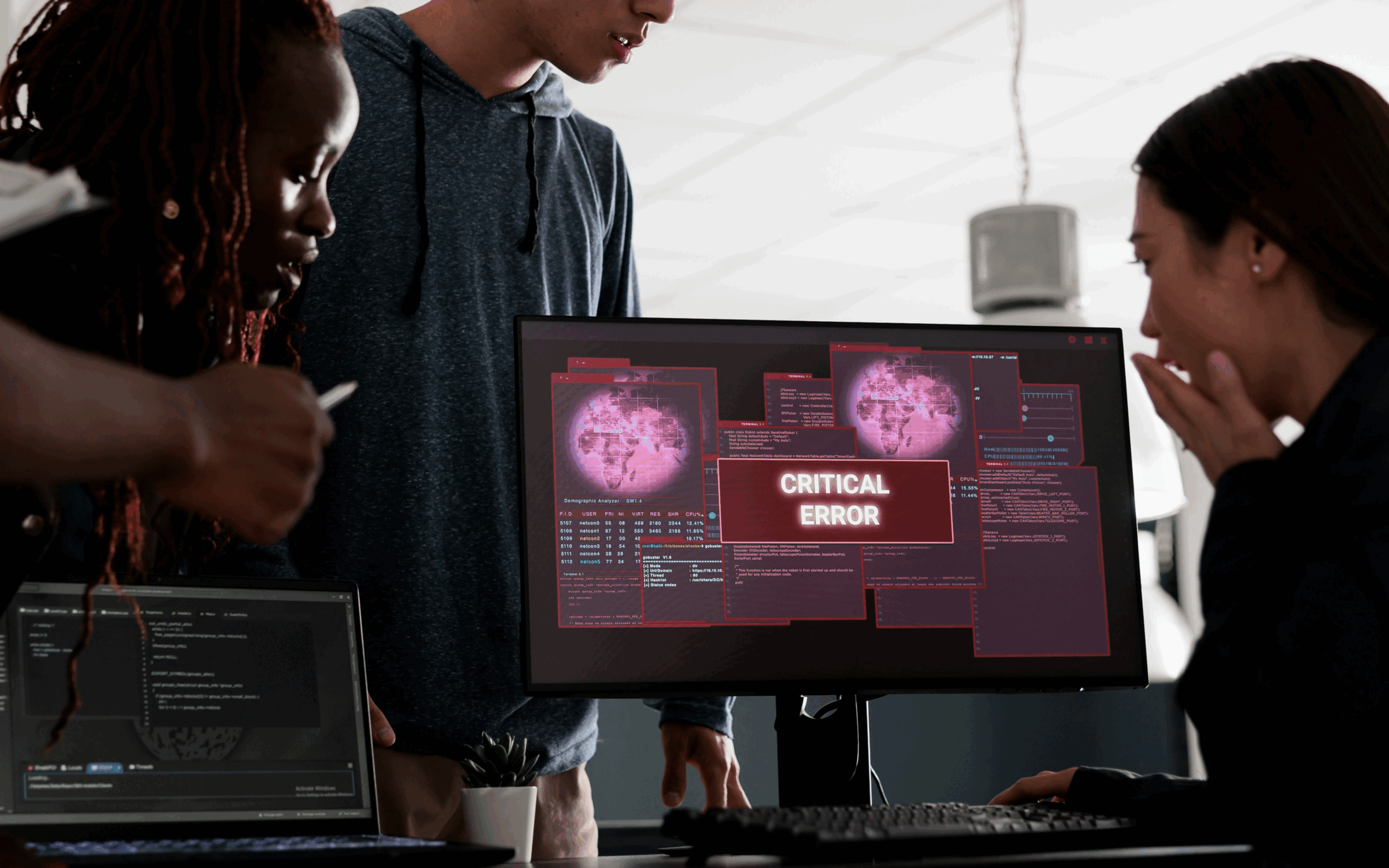 Employee spotting a phishing scam email on a work desktop during cybersecurity training